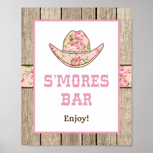 Cowgirl Smores Bar Party Sign Poster (Voorkant)