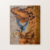 Cowgirl Steer Wrestling Legpuzzel (Verticaal)