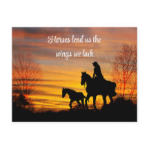 Cowgirl Sunset Horseback Ride Briefkaart