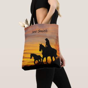 Cowgirl Sunset Horseback Ride Citation Sac fourre-