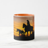Cowgirl Sunset Horseback Ride Coffee Mug (Centre)
