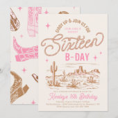 Cowgirl Sweet 16 Anniversaire Invitation (Devant / Derrière)