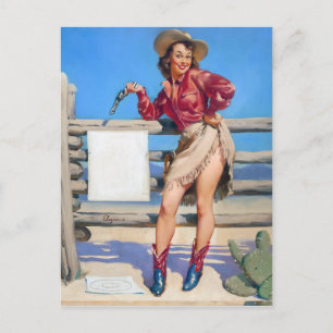Cowgirl Target Practice Pin Up Briefkaart