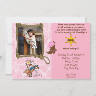Cowgirl Theme Anniversaire Invitation