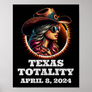 Cowgirl Totaal Zonneverduistering 4.08.2024 Texas Poster