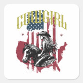 COWGIRL USA VIERKANTE STICKER (Voorkant)