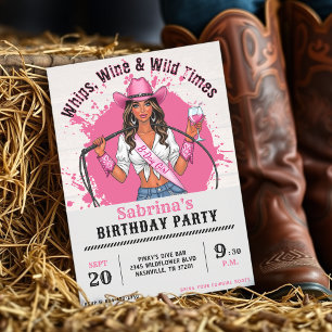 Cowgirl Verjaardagsfeest Zwepen Wijn & Wilde Tijde Kaart