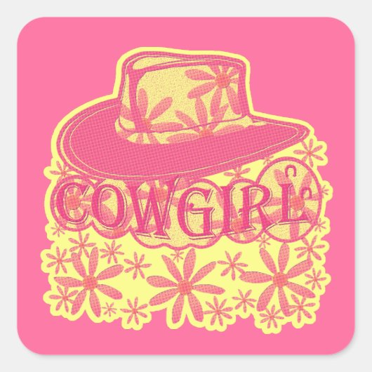 Cowgirl! Vierkante Sticker (Voorkant)