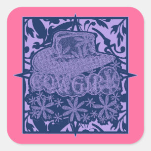 Cowgirl! Vierkante Sticker