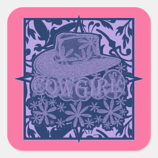 Cowgirl! Vierkante Sticker (Voorkant)
