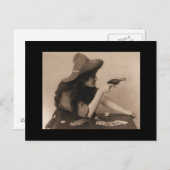 Cowgirl vintage avec carte postale (Devant / Derrière)
