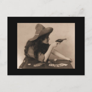 Cowgirl vintage avec carte postale