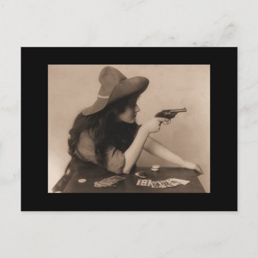 Cowgirl vintage avec carte postale (Devant)