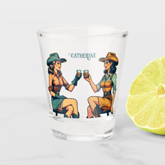 Cowgirl Vrienden Drink Shots Custom Shot Glas (Voorkant)