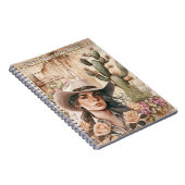 Cowgirl waterverf cactus roos florale westerne chi notitieboek (Rechterzijde)