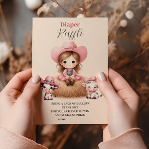 Cowgirl Western Baby Meisje Diapper Raffle Informatiekaartje