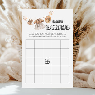 Cowgirl Western Baby shower Bingo Carte de jeu