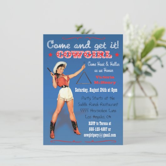 Cowgirl Western Bachelorette / Invitation de fête (Debout devant)