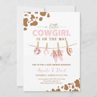Cowgirl Western Brown Plaid Baby shower Kaart
