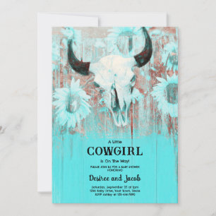 Cowgirl Western Country Bloemstuk Teal Baby Borrel Kaart