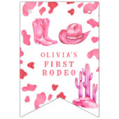 Cowgirl Western First Rodeo Birthday Party  Vlaggetjes (Eerste vlag)