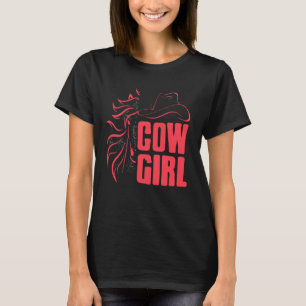 Cowgirl Western Paarden Hoofd Omlijning T-shirt