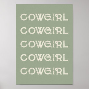 Cowgirl Western Typografie Retro Ranch Hut Poster