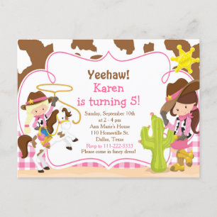Cowgirl Western Verjaardagsfeestje Yeehaw Briefkaart