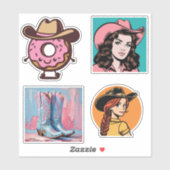 Cowgirl Westerne esthetische Stickers (Vel)