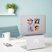 Cowgirl Westerne esthetische Stickers (Laptop op bureau)