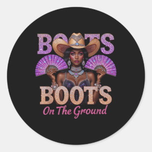 Cowgirl Westerne Linedance laarzen op de grond boo Ronde Sticker