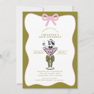 Cowgirl Whimsical Hand Getekend 30e Verjaardagsfee Kaart