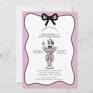 Cowgirl Whimsical Handgetekende 21e Verjaardag Kaart