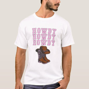 Cowgirl White Howdy Rodeo Western Land T-shirt