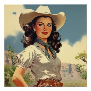  cowgirl: Wild West fluistert Perfect Poster