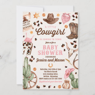 Cowgirl Wild West Rodeo Ranch Meisje Baby shower Kaart