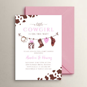 Cowgirl Wild West Rodeo Western MEISJE Baby shower Kaart