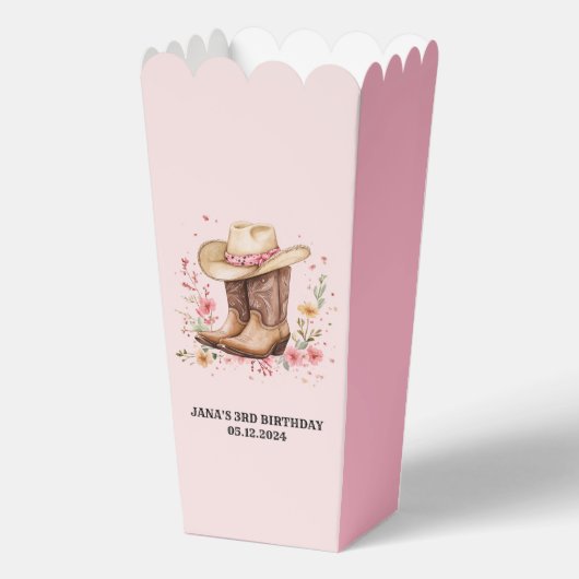 Cowgirl Wildflowers Bash Verjaardag | Roze Western Bedankdoosjes (Achterkant)