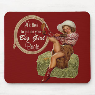 Cowgirl zette je grote laarzen aan muismat