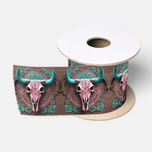 Cowgirl zuidwestelijk turquoise roze stier schedel lint