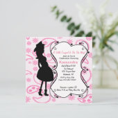 Cowgirl Zwangere mama om Baby shower uit te nodige Kaart (Staand voorkant)