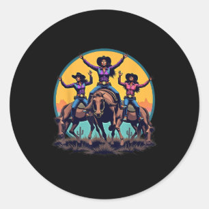 Cowgirl Zwart Meisje Western Rodeo Melanin Zwart Z Ronde Sticker