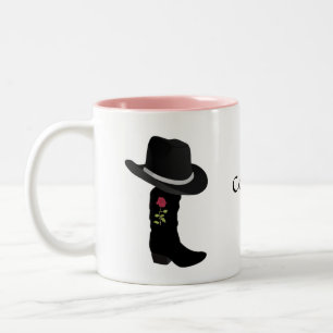 Cowgirl Zwarte Hoed & Laars Twee-Toons Koffiemok Tweekleurige Koffiemok