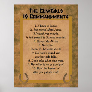 Cowgirls 10 Commandments POSTER Imprimer