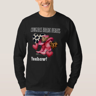 Cowgirls Break Hearts Shirt, roze zwart en wit C T-shirt