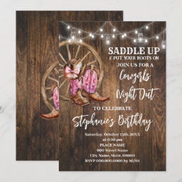 Cowgirls Night Out Roze Western Land Verjaardag Kaart