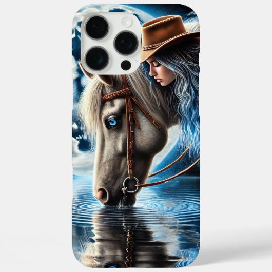 Cowgirl's rustige rust naast het maanverlichte mee Case-Mate iPhone case (Achterkant)