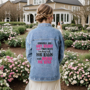 Cowgirls Typografie Roze Denim Jacket