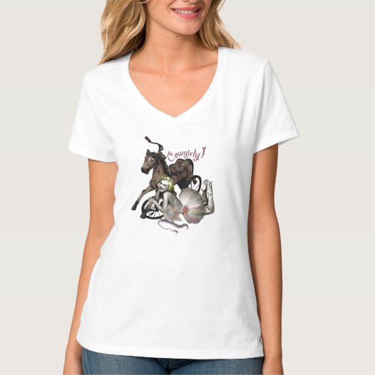 Cowgirly Cowgirl & Hobby Horse V-Neck T-shirt (Voorkant)