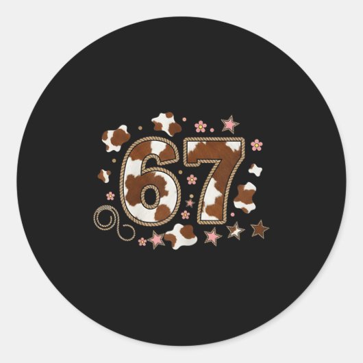 Cowhide 67 Design  Ronde Sticker (Voorkant)